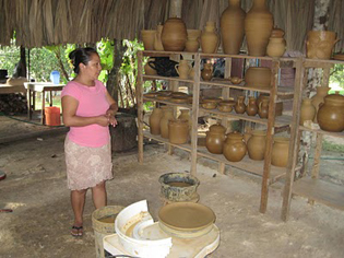 Pottery being made and dried