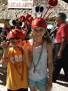 Two children dressed for the lobster festival